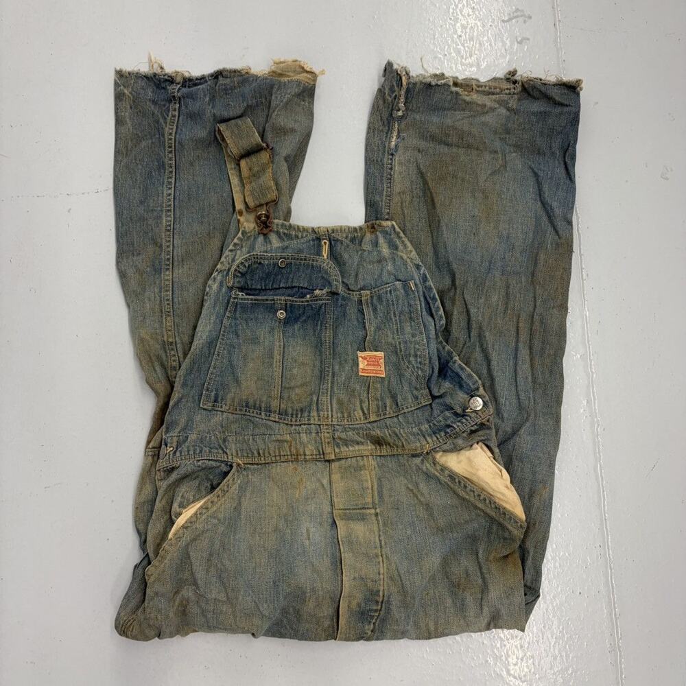 Vintage 50s Anvil Sanforized Workwear Denim Overalls 34x27